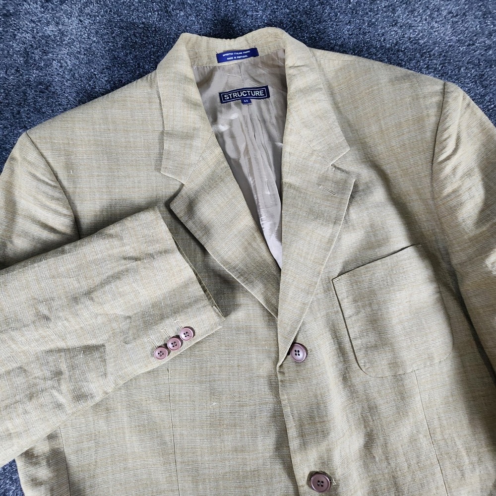 Structure 44R Brown Linen Blend Blazer Suit Jacket Sport‎ Coat EUC
